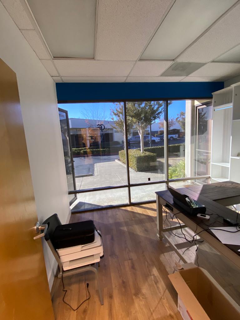 Office lobby with solar film on the street-facing glass
