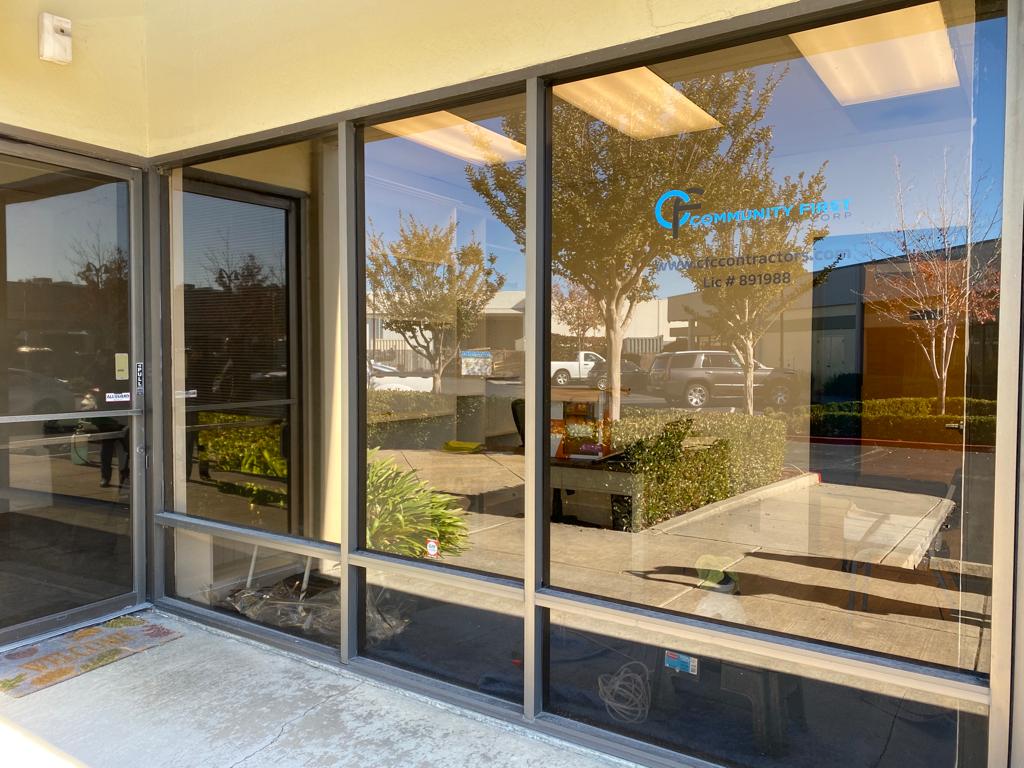 Commercial storefront glass with solar film installed