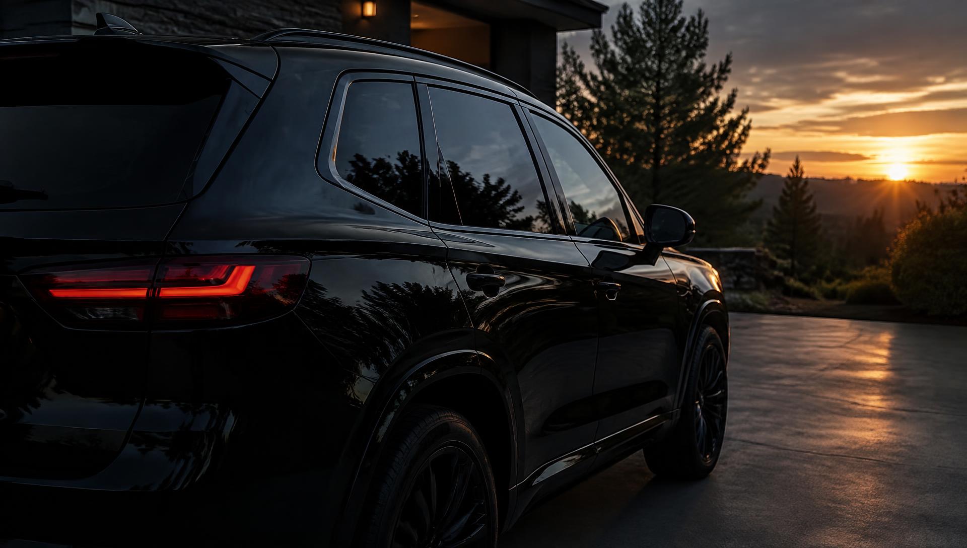 SUV with freshly tinted side and rear glass on a driveway